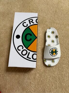 Size 6 Women’s - Cross Colours Circe Logo Slide Sandal White